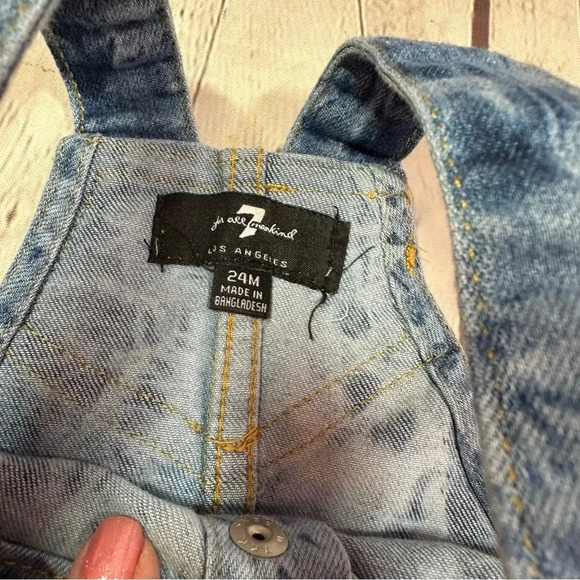 NWT 7 for all mankind 7FAMK denim overall jumper dress 24M tie dye bleach - Picture 2 of 6